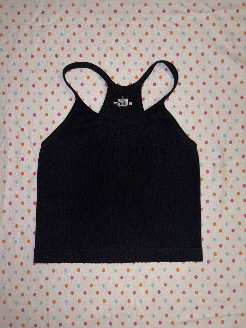 Yiwu Kai Clothes Black Ribbed Racerback Tank Top — Size Large